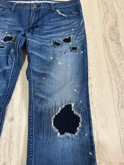 Vintage Number (N)ine Bottoms - n(n) BY NUMBER (N)INE Grunge Denim Pants Indigo Size 3 - Authentic Archive