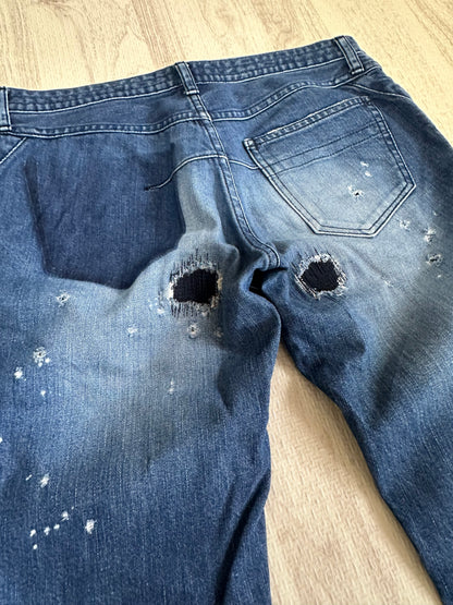 Vintage Number (N)ine Bottoms - n(n) BY NUMBER (N)INE Grunge Denim Pants Indigo Size 3 - Authentic Archive