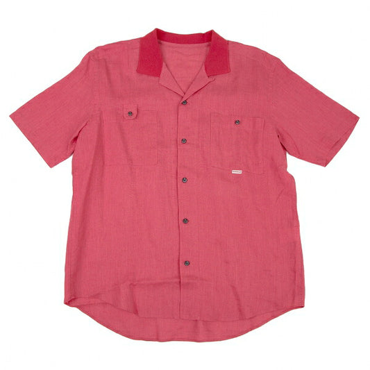 Papas Linen Rib Collar Short Sleeve Open Shirt Red Size 48M