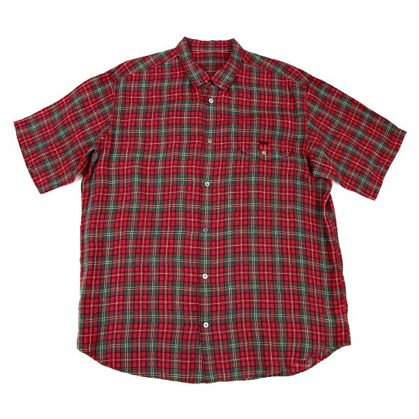 Papas Linen Check BD Shirt Red/Green Size L