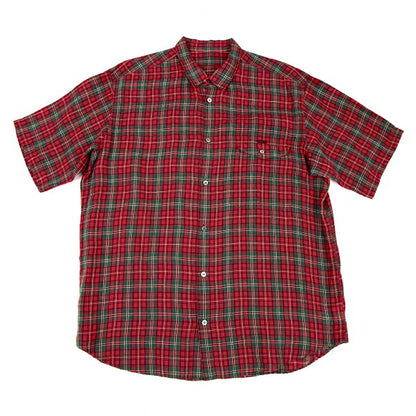 Papas Linen Check BD Shirt Red/Green Size L