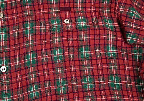 Papas Linen Check BD Shirt Red/Green Size L