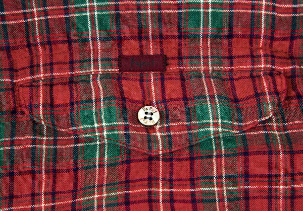 Papas Linen Check BD Shirt Red/Green Size L