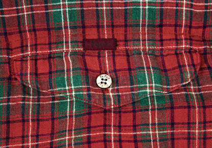 Papas Linen Check BD Shirt Red/Green Size L
