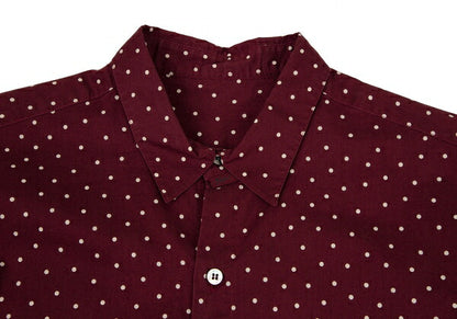 Papas Cotton Dot Long Sleeve Shirt Bordeaux Size M