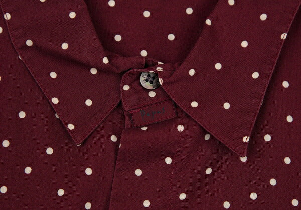 Papas Cotton Dot Long Sleeve Shirt Bordeaux Size M