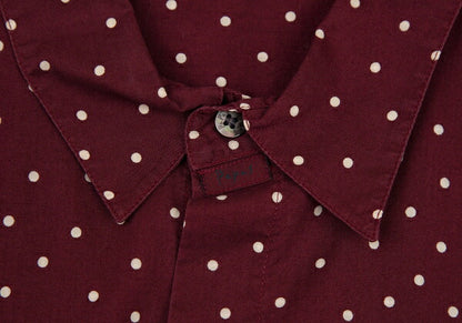 Papas Cotton Dot Long Sleeve Shirt Bordeaux Size M