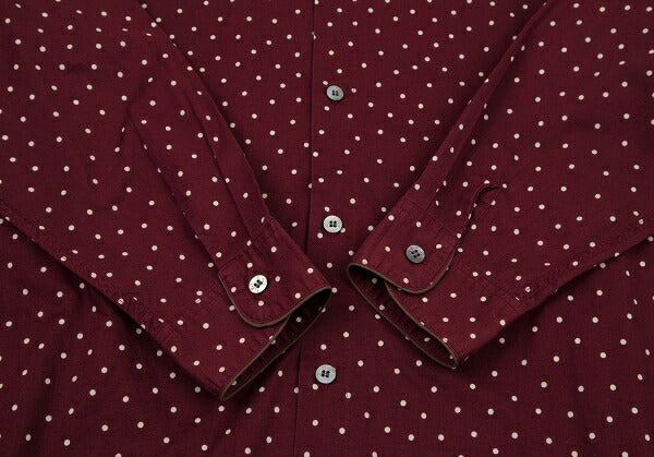 Papas Cotton Dot Long Sleeve Shirt Bordeaux Size M