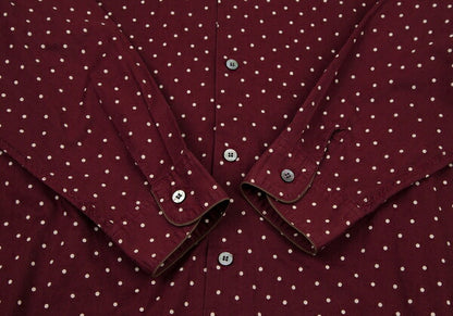 Papas Cotton Dot Long Sleeve Shirt Bordeaux Size M