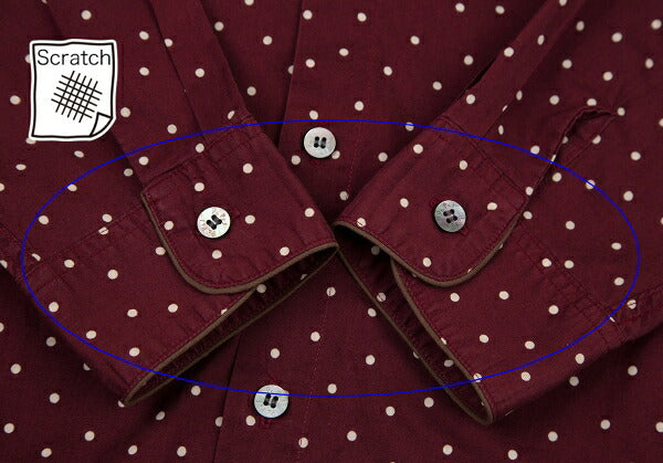 Papas Cotton Dot Long Sleeve Shirt Bordeaux Size M