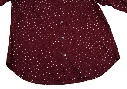 Papas Cotton Dot Long Sleeve Shirt Bordeaux Size M
