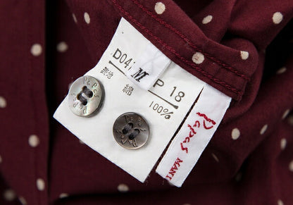 Papas Cotton Dot Long Sleeve Shirt Bordeaux Size M