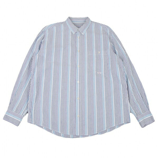 Papas Cotton Seersucker Stripe Shirt White Size 50L