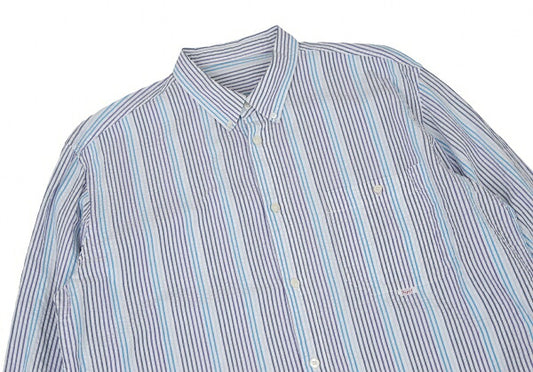 Papas Cotton Seersucker Stripe Shirt White Size 50L