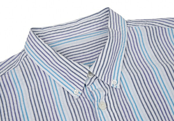 Papas Cotton Seersucker Stripe Shirt White Size 50L