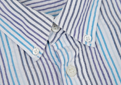 Papas Cotton Seersucker Stripe Shirt White Size 50L