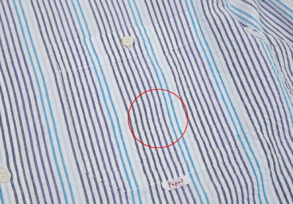 Papas Cotton Seersucker Stripe Shirt White Size 50L