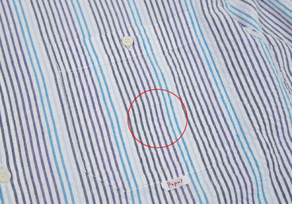 Papas Cotton Seersucker Stripe Shirt White Size 50L