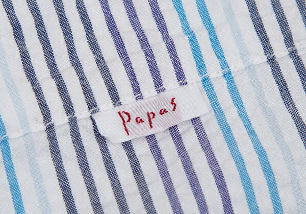 Papas Cotton Seersucker Stripe Shirt White Size 50L