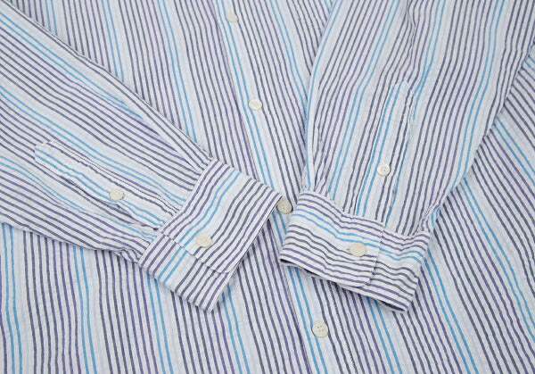 Papas Cotton Seersucker Stripe Shirt White Size 50L