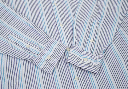 Papas Cotton Seersucker Stripe Shirt White Size 50L