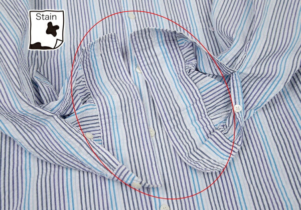 Papas Cotton Seersucker Stripe Shirt White Size 50L