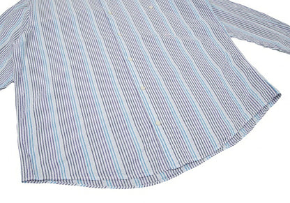 Papas Cotton Seersucker Stripe Shirt White Size 50L