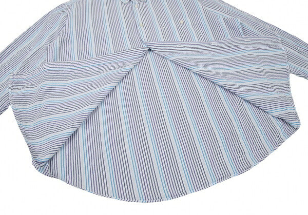 Papas Cotton Seersucker Stripe Shirt White Size 50L
