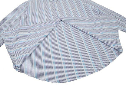 Papas Cotton Seersucker Stripe Shirt White Size 50L