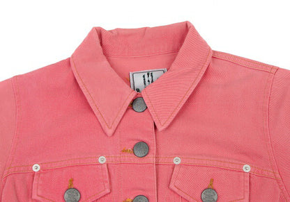 GAULTIER JEAN'S Stretch Cotton Short Jacket Pink Size 40