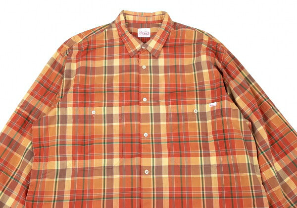 Papas Sleeve Panel Madras Check Shirt Orange Size L