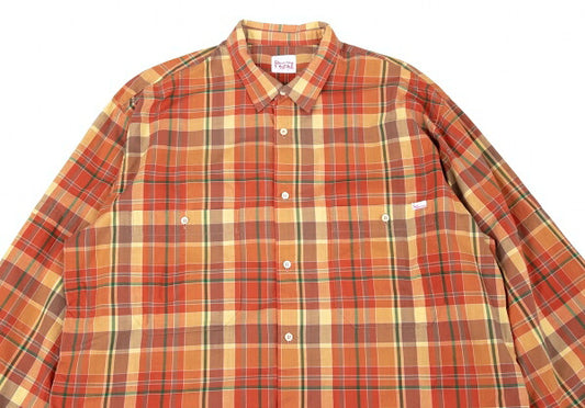 Papas Sleeve Panel Madras Check Shirt Orange Size L