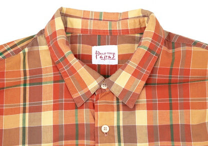Papas Sleeve Panel Madras Check Shirt Orange Size L