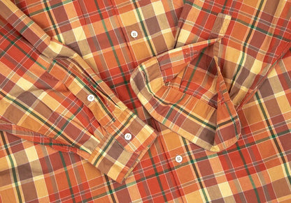 Papas Sleeve Panel Madras Check Shirt Orange Size L