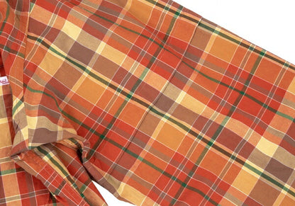 Papas Sleeve Panel Madras Check Shirt Orange Size L