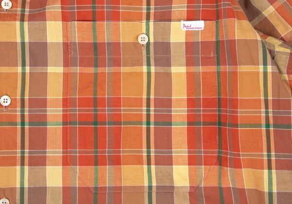 Papas Sleeve Panel Madras Check Shirt Orange Size L