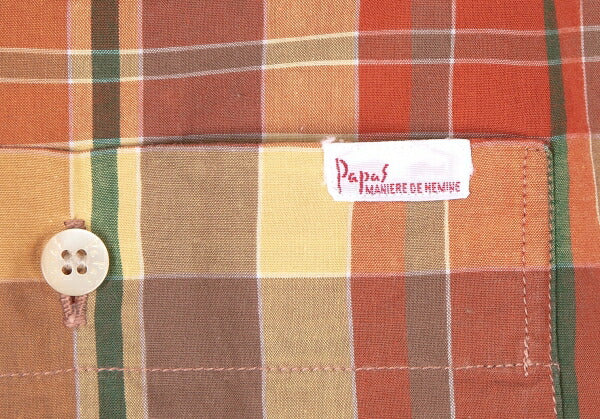 Papas Sleeve Panel Madras Check Shirt Orange Size L