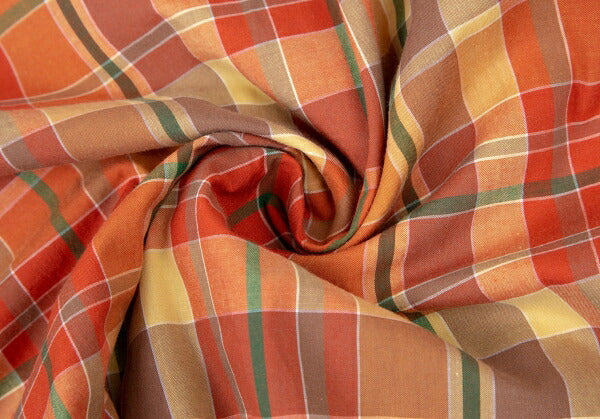 Papas Sleeve Panel Madras Check Shirt Orange Size L