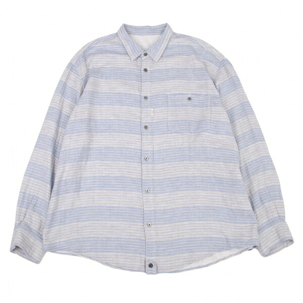 Papas Cotton Gauze Border Long Sleeve Shirt Gray Size 52LL