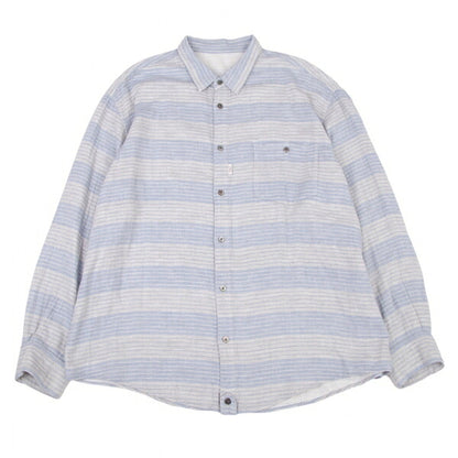 Papas Cotton Gauze Border Long Sleeve Shirt Gray Size 52LL