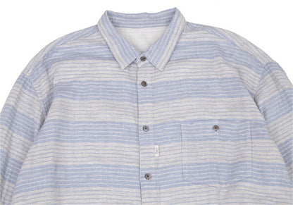 Papas Cotton Gauze Border Long Sleeve Shirt Gray Size 52LL