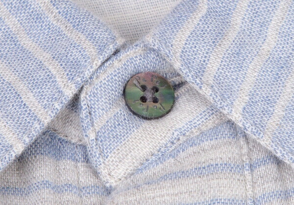 Papas Cotton Gauze Border Long Sleeve Shirt Gray Size 52LL