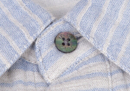 Papas Cotton Gauze Border Long Sleeve Shirt Gray Size 52LL