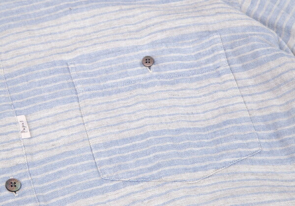 Papas Cotton Gauze Border Long Sleeve Shirt Gray Size 52LL