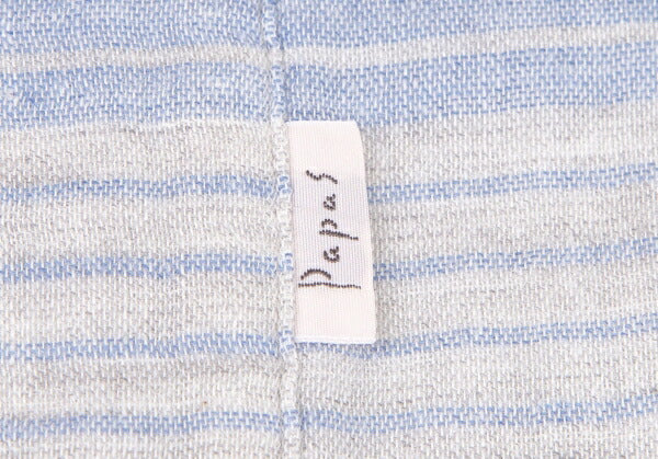 Papas Cotton Gauze Border Long Sleeve Shirt Gray Size 52LL
