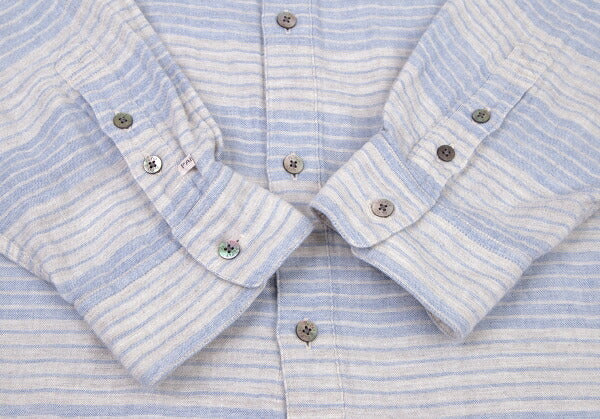Papas Cotton Gauze Border Long Sleeve Shirt Gray Size 52LL