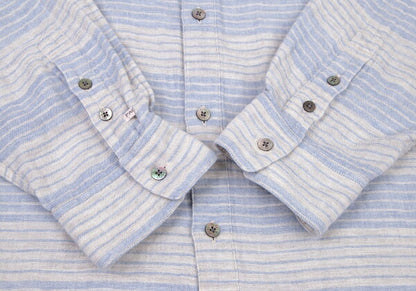 Papas Cotton Gauze Border Long Sleeve Shirt Gray Size 52LL