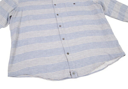 Papas Cotton Gauze Border Long Sleeve Shirt Gray Size 52LL