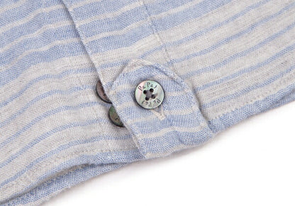 Papas Cotton Gauze Border Long Sleeve Shirt Gray Size 52LL