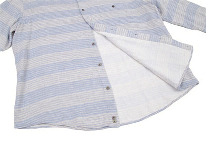Papas Cotton Gauze Border Long Sleeve Shirt Gray Size 52LL
